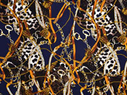 Viskosetwill Ketten Lederriemen Quasten Animal Print, cognac dunkelblau