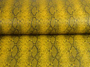 Lederimitat Krokopr�gung Schlangendruck, schwarz ocker