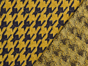 Strickstoff Chenille  Hahnentritt, schwarz ocker