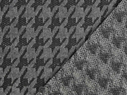 Strickstoff Chenille Hahnentritt, schwarz dunkelgrau