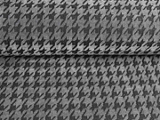 Strickstoff Chenille Hahnentritt, schwarz dunkelgrau