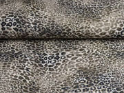 Strickjersey kleines Leopardenmuster Glitzer, beige