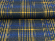 Jacquard Jersey gro�es Karo, mittelblau ocker dunkelgrau