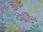 Alpenfleece Sweat bunte Bl�tter, jeansblau meliert