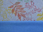 Alpenfleece Sweat bunte Bl�tter, jeansblau meliert