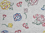 Alpenfleece Sweat Blumen Konturen, grau meliert