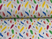 Alpenfleece Sweat bunte Federn, grau meliert