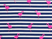 Jersey Streifen Flamingos, neonpink dunkelblau wei�