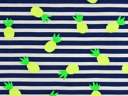 Jersey Streifen Ananas, neongelb neongr�n dunkelblau wei�