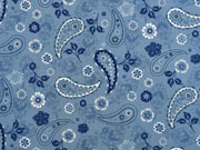 Baumwollstoff Paisley Blumen, jeansblau