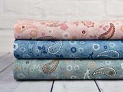 Baumwollstoff Paisley Blumen, jeansblau