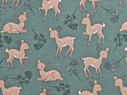 Jersey kleine Rehe Rehkitz Zweige, mattes dunkelgr�n