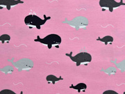 Jersey kleine Wale Wellen, grau wei� rosa