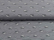 Jersey Streifen Igel Pilze, wei� grau