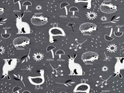 Jersey Waldtiere Pilze Laub, dunkelgrau