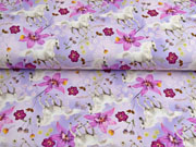 Jersey Digitaldruck Pferde Blumen, flieder