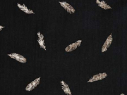 Musselin Double Gauze Federn Kupfer metallic, schwarz