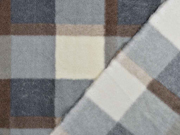 Mantelstoff Wooltouch Karo, hellgrau braun cremewei�