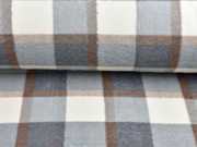 Mantelstoff Wooltouch Karo, hellgrau braun cremewei�