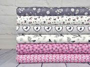 Baumwollstoff kleine Margeriten, weiss grau altrosa