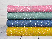 Baumwollstoff Drizzle Punkte, weiss ocker