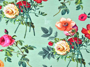 Jersey Blumen Rosen Digitaldruck, pink orange hellgr�n