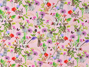 Jersey Hasen Wiesenblumen Digitaldruck, bunt rosa