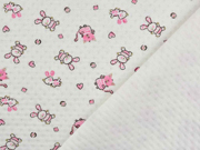 Jersey kleine Tiere Ajour Muster, rosa cremewei�