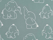 Softshell Stoff Elefanten, weiss mint