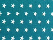 Jersey Sterne 1 cm, weiss auf petrol