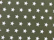 Jersey Sterne 1 cm, weiss auf oliv gr�n