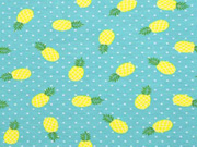 Jersey Ananas Punkte, gelb helles aquamarin