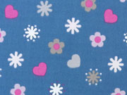 RESTST�CK 36 cm Baumwolle Herzen & Blumen, blau