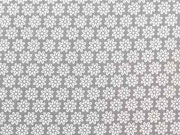 Baumwollstoff Streubl�mchen, wei� taupe