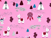 French Terry Sweat Lamas Kakteen Tipis, rosa