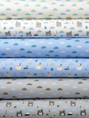 French Terry Sweat Wolken Boho, hellblau hellgrau