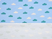 French Terry Sweat Wolken Boho, hellgrau hellblau