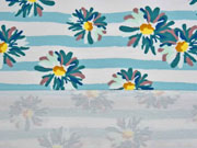 French Terry Sweat Streifen Blumen, aquamarin mint wei�