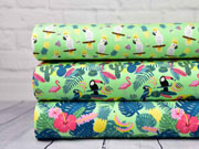 Jersey Aloha tropische V�gel und Bl�tter, hellgr�n