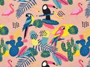 Jersey Aloha tropische V�gel und Bl�tter, apricot