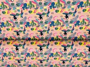 Jersey Aloha tropische V�gel und Bl�tter, apricot