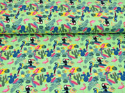 Jersey Aloha tropische V�gel und Bl�tter, hellgr�n