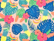 Jersey Aloha tropische Bl�tter Ananas, apricot