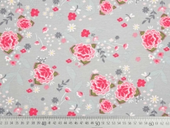 RESTST�CK 26 cm Jersey Blumen Bl�tter Asia Look, grau