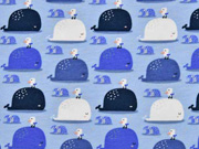 Jersey Wale Sealife, dunkelblau hellblau