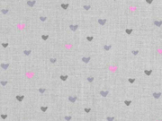 Baumwollstoff kleine Herzen, hellgrau