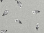 Baumwollstoff Federn, hellgrau