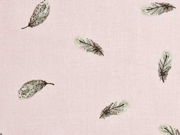 Baumwollstoff Federn, rosa