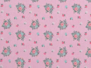 Baumwollstoff Blumenbouquet, rosa