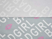 French Terry Sweat Bad Girl Schrift Kussmund, wei� grau